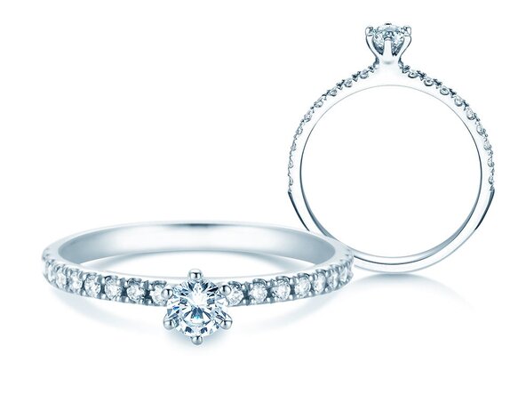 Bague de fiançailles Classic Pavé dans 18K or blanc avec diamants 0,40ct G/SI