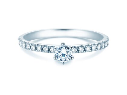 Bague de fiançailles Classic Pavé dans 18K or blanc avec diamants 0,40ct G/SI