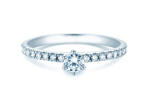 Bague de fiançailles Classic Pavé dans 18K or blanc avec diamants 0,40ct G/SI