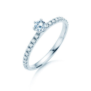 Bague de fiançailles Classic Pavé dans 18K or blanc avec diamants 0,40ct G/SI