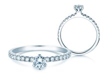 Bague de fiançailles Classic Pavé dans 14K or blanc avec diamants 0,50ct G/SI