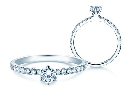 Bague de fiançailles Classic Pavé dans 14K or blanc avec diamants 0,50ct G/SI