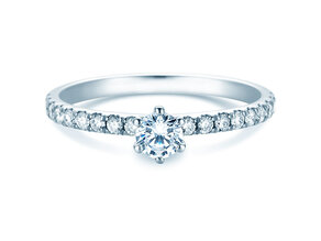 Bague de fiançailles Classic Pavé dans 14K or blanc avec diamants 0,50ct G/SI