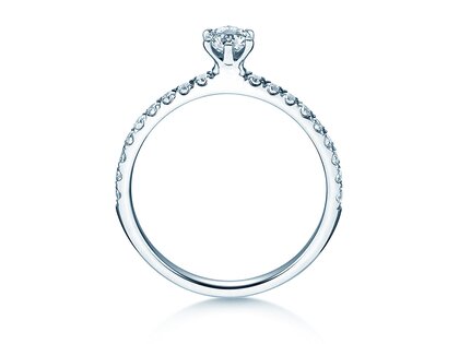 Bague de fiançailles Classic Pavé dans 14K or blanc avec diamants 0,50ct G/SI