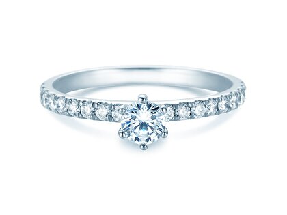 Bague de fiançailles Classic Pavé dans 18K or blanc avec diamants 0,60ct G/SI