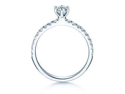 Bague de fiançailles Classic Pavé dans 18K or blanc avec diamants 0,60ct G/SI