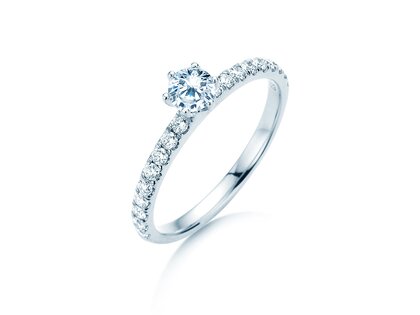 Bague de fiançailles Classic Pavé dans 18K or blanc avec diamants 0,60ct G/SI