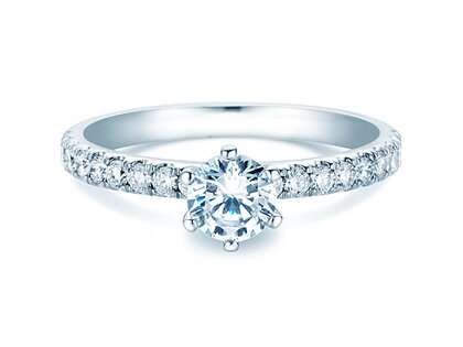 Bague de fiançailles Classic Pavé en 18K or blanc avec diamants 0,86ct G/SI