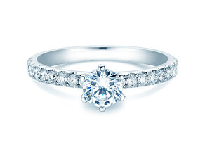 Bague de fiançailles Classic Pavé en 18K or blanc avec diamants 0,86ct G/SI
