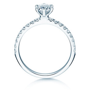 Bague de fiançailles Classic Pavé en 18K or blanc avec diamants 0,86ct G/SI