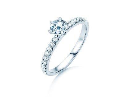 Bague de fiançailles Classic Pavé en 18K or blanc avec diamants 0,86ct G/SI
