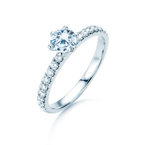 Bague de fiançailles Classic Pavé en 18K or blanc avec diamants 0,86ct G/SI
