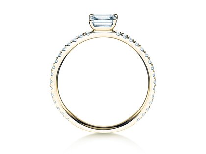 Bague de fiançailles Emerald-Cut dans 14K or jaune avec diamants 0,46ct G/VS