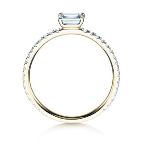 Bague de fiançailles Emerald-Cut dans 14K or jaune avec diamants 0,46ct G/VS
