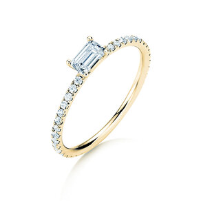 Bague de fiançailles Emerald-Cut dans 14K or jaune avec diamants 0,46ct G/VS