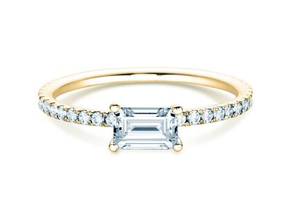 Bague de fiançailles Emerald-Cut dans or jaune