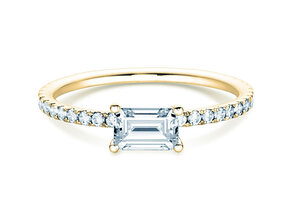 Bague de fiançailles Emerald-Cut dans or jaune