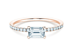 Bague de fiançailles Emerald-Cut dans or rose