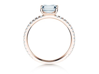 Bague de fiançailles Emerald-Cut dans or rose