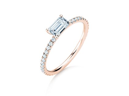 Bague de fiançailles Emerald-Cut dans or rose