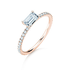 Bague de fiançailles Emerald-Cut dans or rose