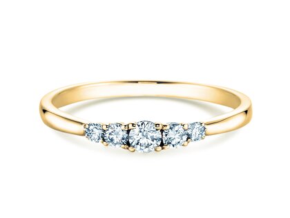 Bague de fiançailles 5 Diamonds dans 14K or jaune avec diamants 0,15ct G/SI