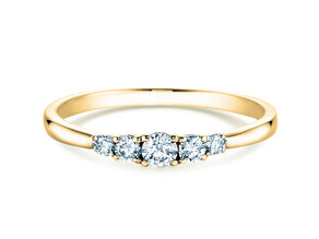 Bague de fiançailles 5 Diamonds dans 14K or jaune avec diamants 0,15ct G/SI