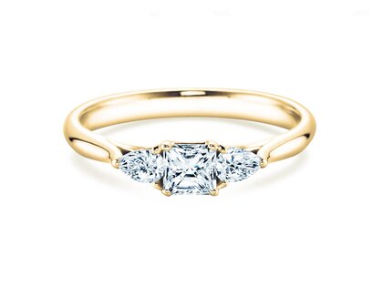 Bague de fiançailles Vivid Asscher en 14K or jaune avec diamants 0,53ct G/SI