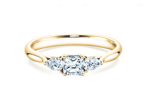 Bague de fiançailles Vivid Asscher en 14K or jaune avec diamants 0,53ct G/SI