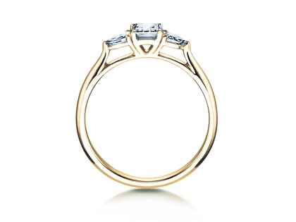 Bague de fiançailles Vivid Asscher en 14K or jaune avec diamants 0,53ct G/SI