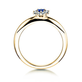 Bague de fiançailles Lovely dans 18K or jaune avec saphir 0,10ct et diamants 0,15ct