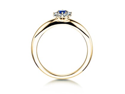 Bague de fiançailles Lovely dans 14K or jaune avec saphir 0,33ct et diamants 0,40ct
