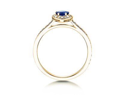 Bague de fiançailles Heart Saphir dans 14K or jaune avec saphir 0,25ct et diamants 0,34ct