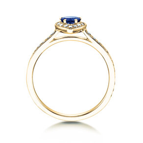 Bague de fiançailles Heart Saphir dans 14K or jaune avec saphir 0,25ct et diamants 0,34ct
