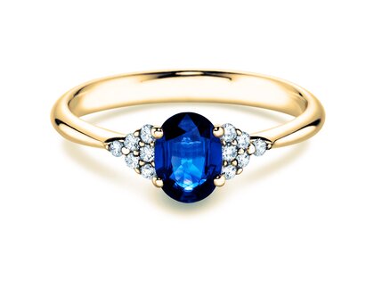 Bague de fiançailles Vivid en 14K or jaune avec saphir 1,00ct et diamants 0,12ct