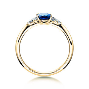Bague de fiançailles Vivid en 14K or jaune avec saphir 1,00ct et diamants 0,12ct
