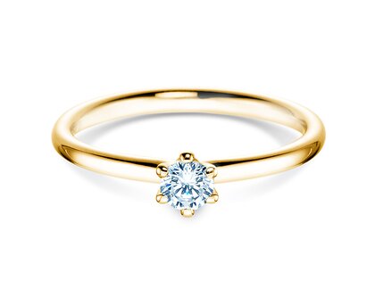 Bague de fiançailles Classic 6 en 9K or jaune avec diamant 0,20ct H/SI