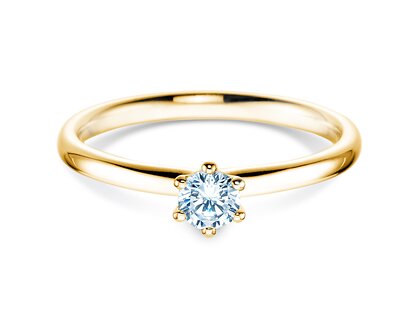 Bague de fiançailles Classic 6 dans 18K or jaune avec diamant 0,25ct D/IF