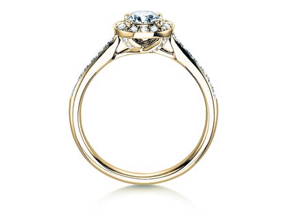 Bague de fiançailles Halo Classic dans 18K or jaune avec diamants 0,78ct G/SI