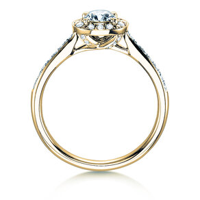 Bague de fiançailles Halo Classic dans 18K or jaune avec diamants 0,78ct G/SI