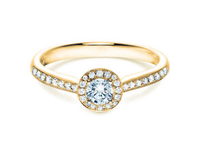 Bague de fiançailles Halo Petite dans 18K or jaune avec diamants 0,50ct G/SI