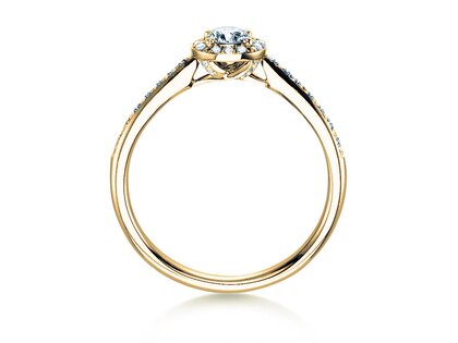 Bague de fiançailles Halo Petite dans 18K or jaune avec diamants 0,50ct G/SI