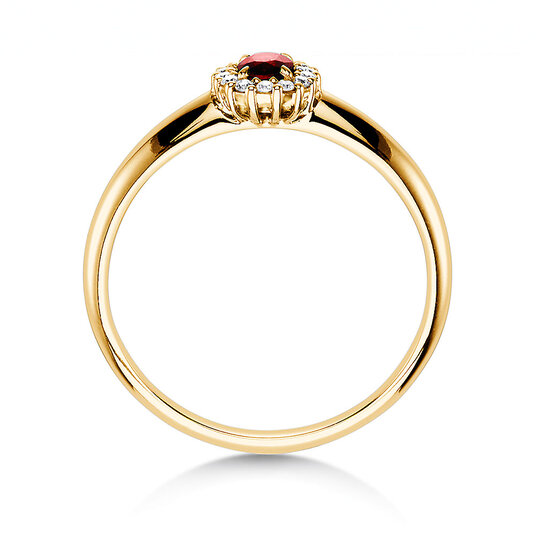 Bague de fiançailles Jolie en 9K or jaune avec rubis 0,25ct et diamants 0,06ct