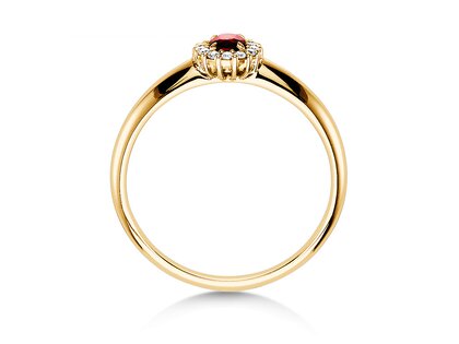 Bague de fiançailles Jolie dans 18K or jaune avec rubis 0,25ct et diamants 0,06ct