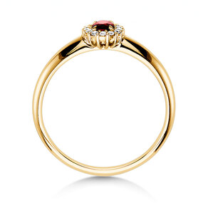 Bague de fiançailles Jolie dans 18K or jaune avec rubis 0,25ct et diamants 0,06ct