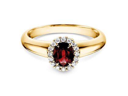 Bague de fiançailles Windsor dans 14K or jaune avec rubis 0,60ct et diamants 0,12ct