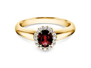 Bague de fiançailles Windsor dans 14K or jaune avec rubis 0,60ct et diamants 0,12ct