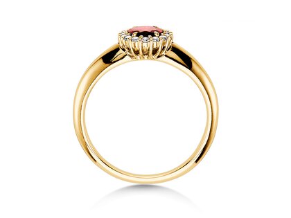 Bague de fiançailles Windsor dans 14K or jaune avec rubis 0,60ct et diamants 0,12ct