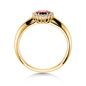 Bague de fiançailles Windsor dans 14K or jaune avec rubis 0,60ct et diamants 0,12ct