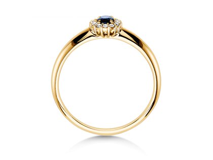 Bague de fiançailles Jolie dans 14K or jaune avec saphir 0,25ct et diamants 0,06ct